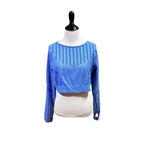 AQ Sport Women's Size 3X Athletic Crop Top Long Sleeve Thumbholes Stretch Eyelet